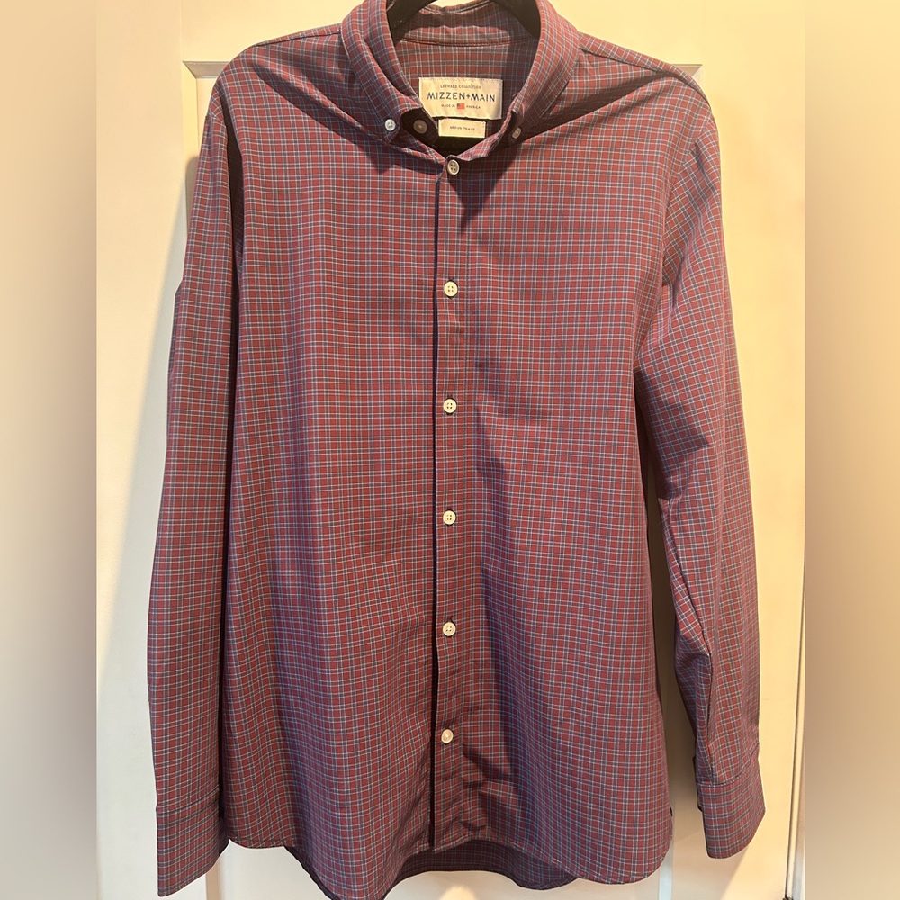 Mizzen+Main Men's Burgundy Plaid Shirt